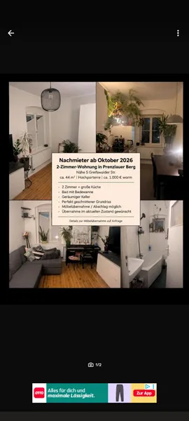 2-Zimmer-Wohnung in Berlin-Prenzlauer Berg Nachmieter gesucht — photo 1